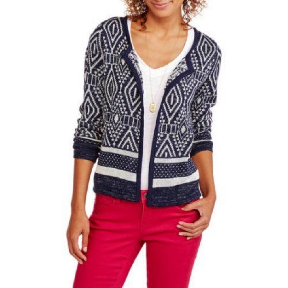 FADED GLORY BLUE AND WHITE CARDIGAN SMAL